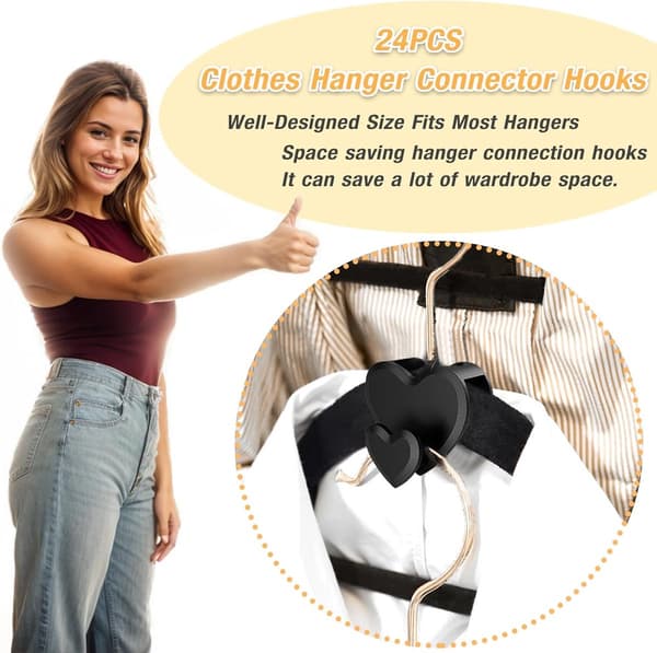 24 Pieces - Space Saving - Hanger Hooks - Closet Organizers - Wardrobe Organizer - Clothes Hangers - Connecting Hooks
