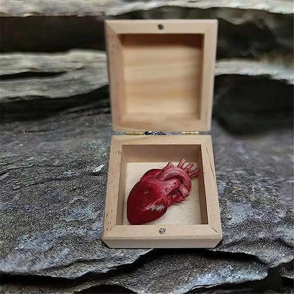 IC 3D Mitt hjärta i en låda Handgjorda snidade hjärtformade presenter i trä 1