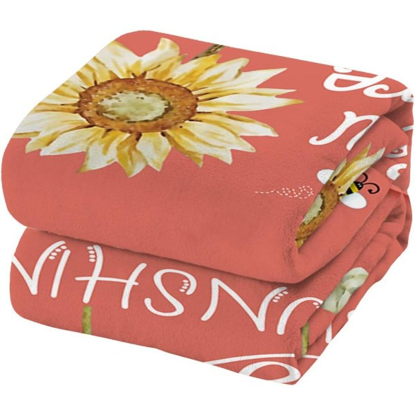 IC Solsikke Kast 40x50 tommer Sengtæpper Fluffy Cozy Plush FleeceThrow tæppe til sofa, til bedste venner
