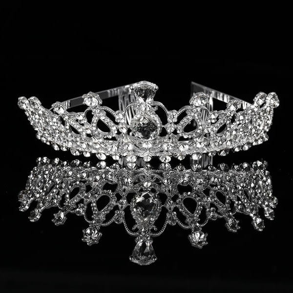 IC Bridal Crystal Pannband Crown Tiara med kam for bröllopsbröllop födelsedagsfest