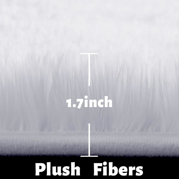IG Pelsmatte for soverom, Fluffy Circle Rug 4'X4' for barnerom i Hvit 5.2 x 5.2 Fot