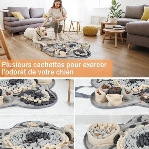 Snusematte for hund, sakte fôringsmatte, stressreduserende matte, for små og store hunder, grå