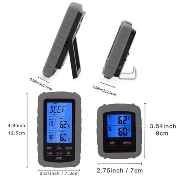 IC Trådlös Kötttermometer Matgrilltermometer Röd