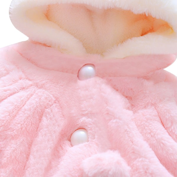 Vintervarm Barn Baby Flickor Hood Coat Toddler Baby Girl Ytterkläder Outfit Kläder Rosa 90cm