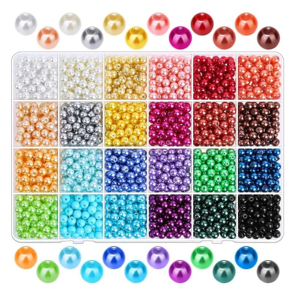 1680 st 6mm 24 farger runde pärlor pärlor med hål for smycken Göra lösa distanspärlor for juvel
