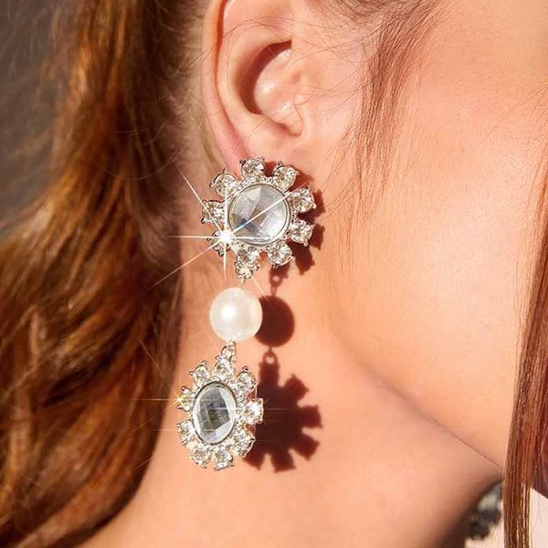 IC 1 par Mode Diamant Overdrevne Krystal Øreringe Rhinestone