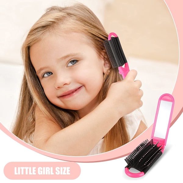 (3 kpl) Mini hopfällbar spegel Detangler hårborste Detangling Pocket Kam för vuxna och barn