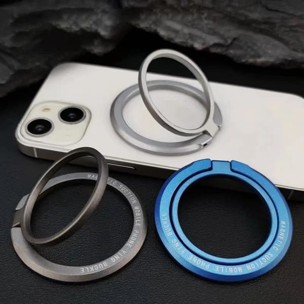 MagSafe Telefonringholder, Avtakbart Magnetisk grep med Fingerstøtte og Sterk Magnet, Mørkegrå