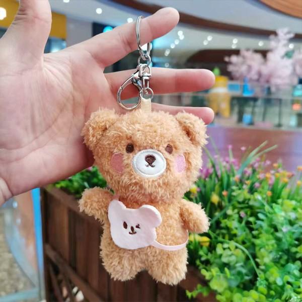 IC 12 cm Kawaii Mini e Bjørn Nøglering i Plys Legetøj Blød Bomuld Nøgle Cha Hvid