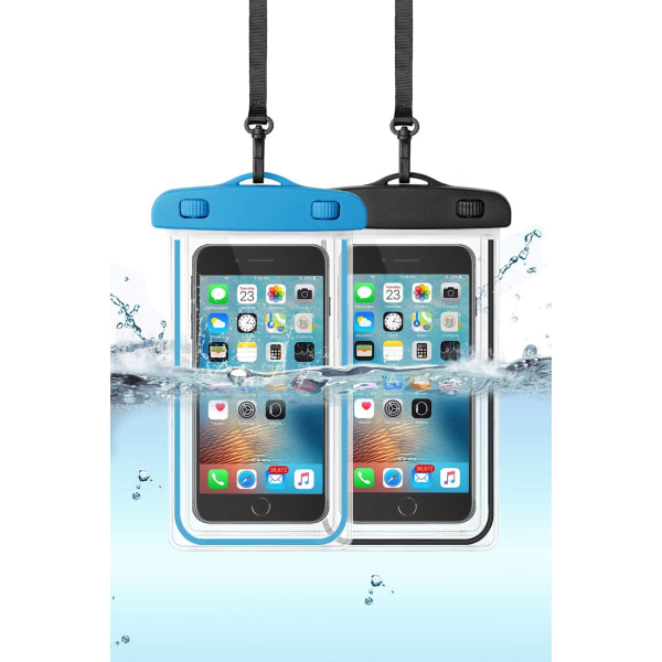 IC Universal vattentät puhelinväska, 2 förpackningar Stort vattentätt phone case Iphone 12/12 Pro Max/11/11 Pro/Se/Xs Max/Xr Galaxy Upp asti 6,5"
