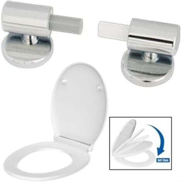 Pakke Traditionelt & Moderne Toiletsæde Udskiftningssæt med Quick Release Soft Close Hængsler, Topmonterede Hængsler, af DEBUNS