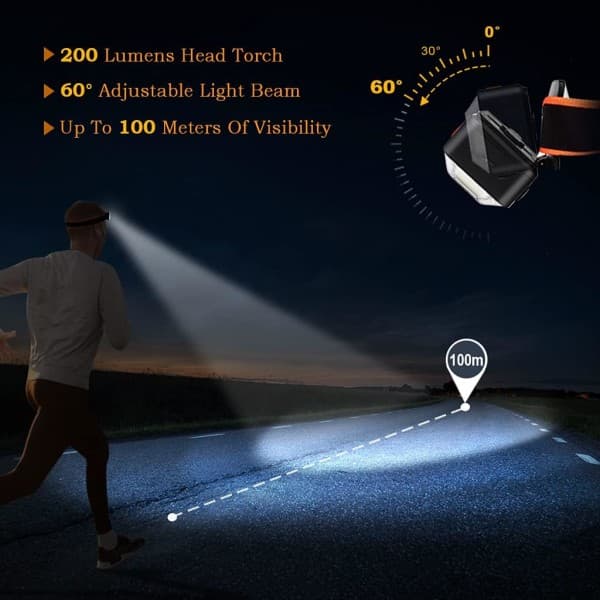 IC LED oppladbar USB-hodelykt, LED-hodelykt for utendørs, egnet for jogging, løping, camping, fiske