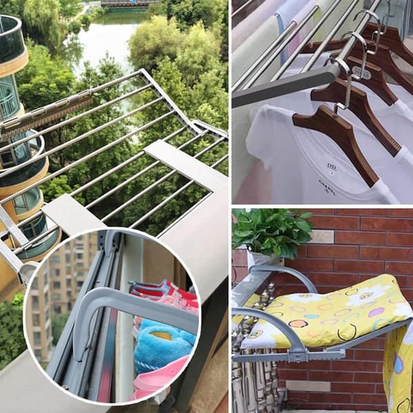 Grå torkställning för element 59*38cm – utdragbar, vindtät strumpstork för balkong