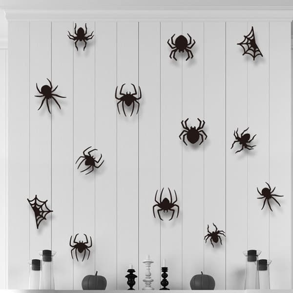 58 st Halloween-dekorationer 3D fladdermöss spindel spöke väggdekor