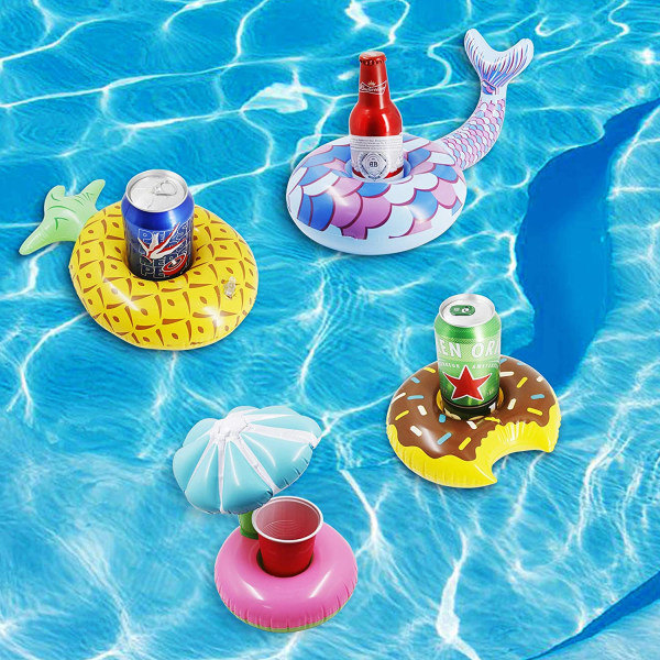 IC 8-pak Uppblåsbar Flydende Drikkeholder, Drink Floats Oppustelige Kopperunderlag til Poolparty - Ananas Oppustelig Glasunderlag
