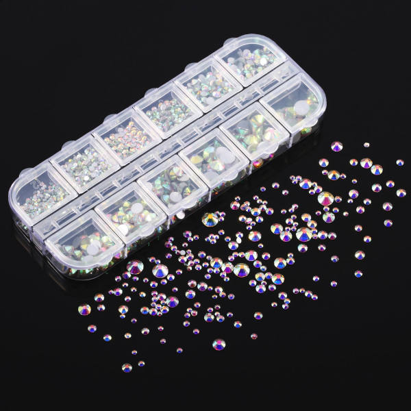 2000 stk Flat Back Gems Rhinestones 6 størrelser
