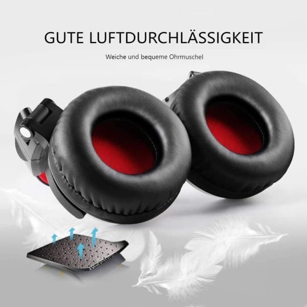 IC Over-Ear-hörlurar med kabel, 50 mm drivrutin, basljud, delad port