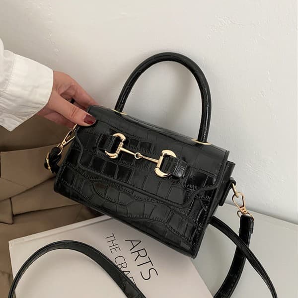 Enkelt design taske dame håndtaske mode kunstlæder sort