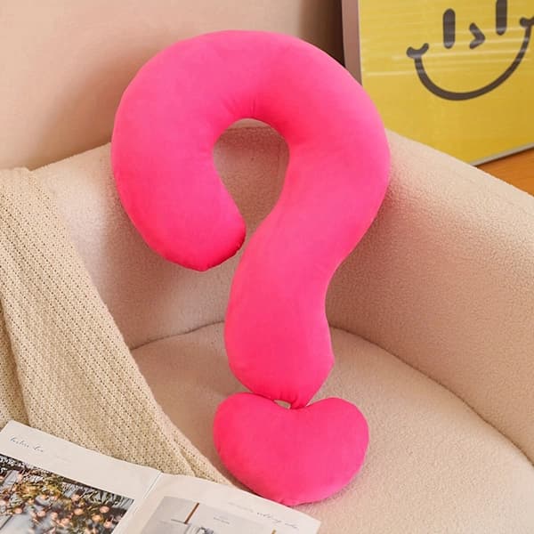 Irregular Decorative Pillow 35x55cm Question Mark Shape Pillow | Large Fun Pillow for Travel Neck Pillow White White