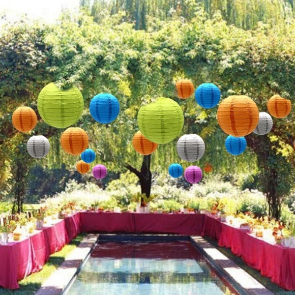 IC Runde Hængende Papirlanterner Dekorationer til Fest Bryllup Fødselsdag Babyshower Tilbehør, 12'', 10'', 8'', 9 Pak - Orange