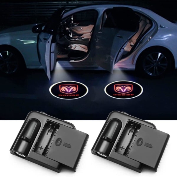 IC Yhteensopiva Dodge Welcome Light 2 kpl langaton projektiolamppu, oven tervetulovalo, kylttivalo, yhteensopiva Dodge Shade LED-valotarvikkeiden kanssa