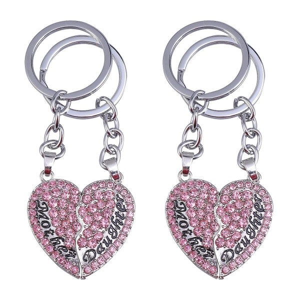 4. Mor och dotter hjärta Nyckelring Split Heart Nyckelring Mors Dag lahja (rosa) IC