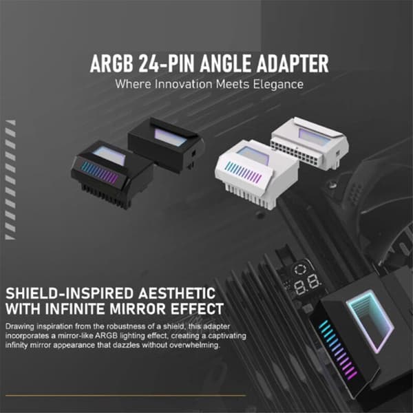 ATX 24-pin 180 graders ARGB 5V synkroniseringsadapter for stasjonær PC-hovedkort Datatilbehør DIY Hvit