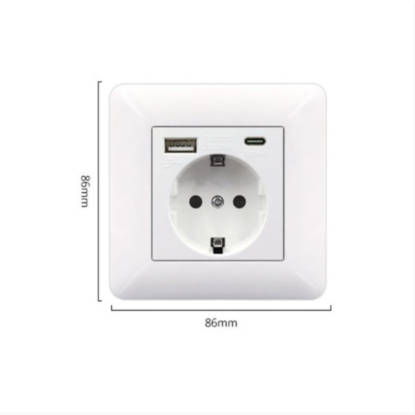 IC Type-C + USB 16A 86-liitäntäpaneeli, pistorasioiden määrä: 2 reikää