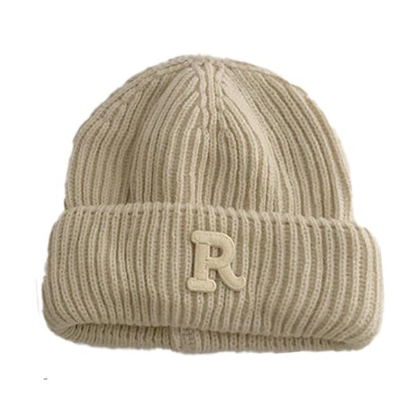 IC Vintermössa Toddler Stickad mössa Tjock Chunky Cap Mjuk Beige