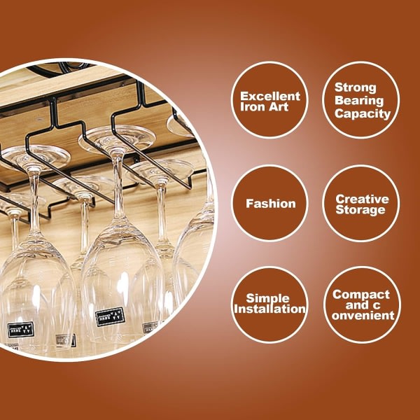 IC Hängande glashållare Bägarehållare Vinglashållare med 5 skenor med använd i bar, vinskåp, kök