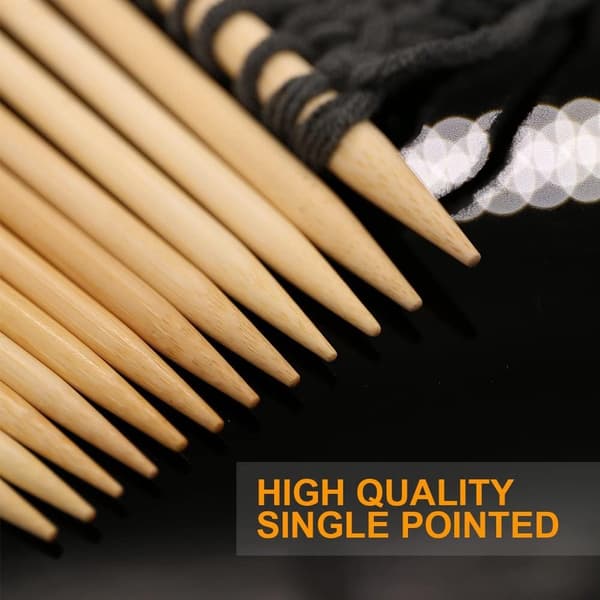 36 Pieces - 18 Different Sizes - 25 cm - 2 to 10 mm Thickness - Knitting Needles - Bamboo - Ergonomic Needle - A Must-Have