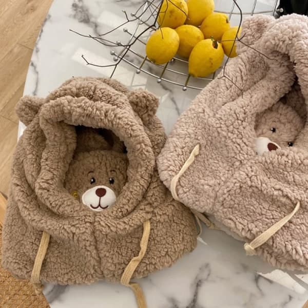 IC e Bear Ears Varm Mössa Vindtät Halsduk Huva Student Plus Cash Vit One Size