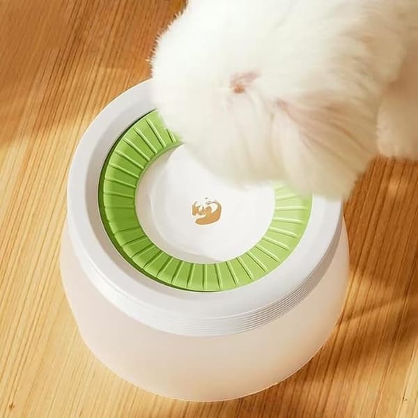 Vandskål til kæledyr med flydende skive, spildresistent design til langsom drikning, BPA-fri ABS, til hunde og katte, grøn, 600 ml