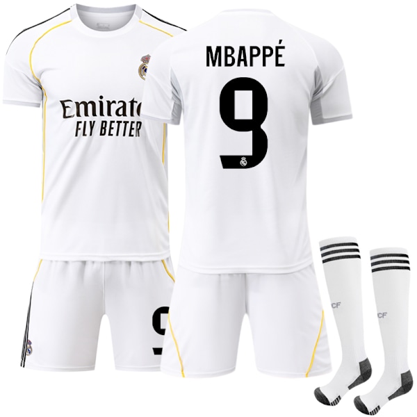 Real Madridin kotipaita lapsille ja aikuisille kaudelle 2025-2026, nro 9 Mbappe No. 9 Mbappé 16