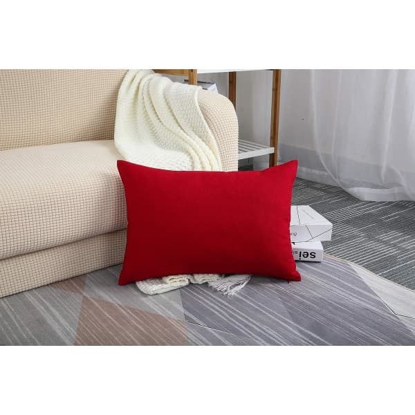 IC Håndlaget dekorativt solid 100% bomullsstoff putetrekk/puter, (12\"x18\", julerød)