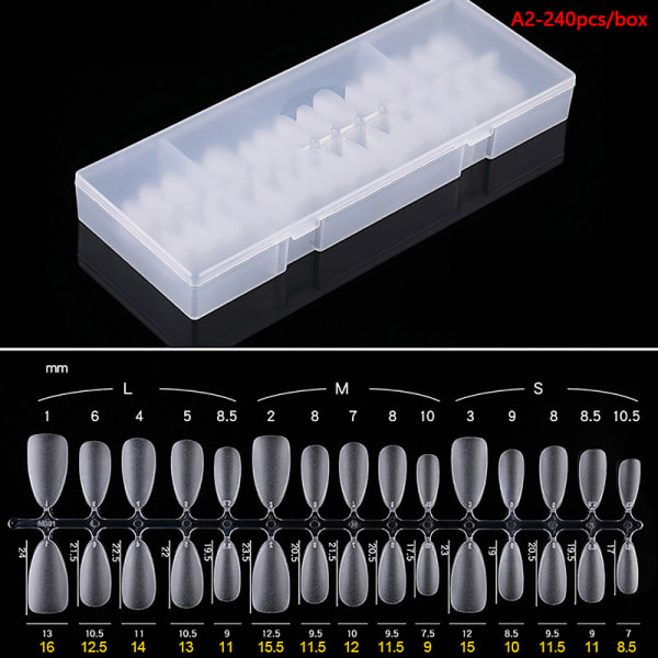 IC 240 st Franska Naglar Spetsar Transparenta Falska Gel Spetsiga Konst Akryl S A2 onesize