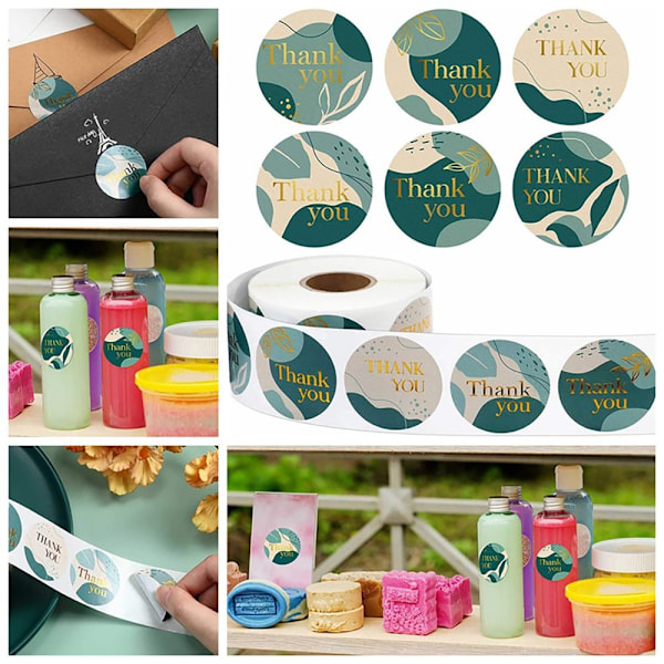 500/1000 stk Takk-klistremerker Konvoluttforseglingsetiketter 2,5 cm 1000pcs 2.5cm1000pcs
