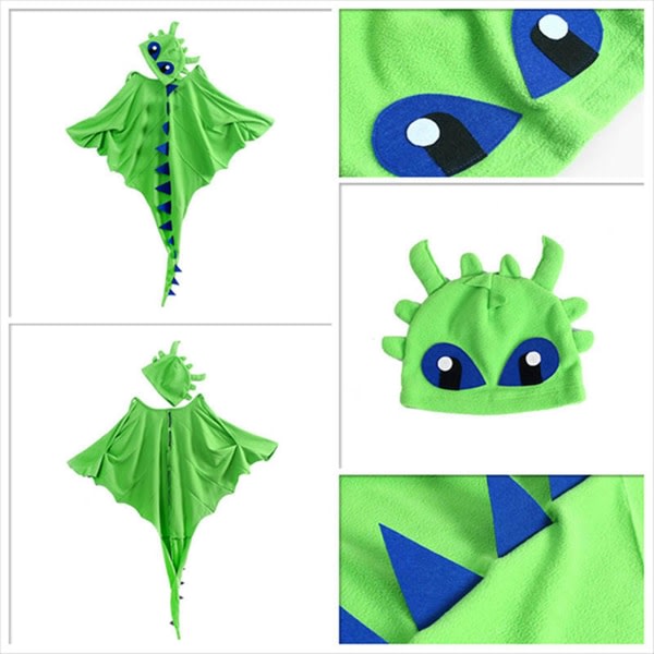 IC Barn Dinosaur Cape Halloween Cosplay Kostym Sett Barn Jul Antrekk CNMR Rosa Grønn