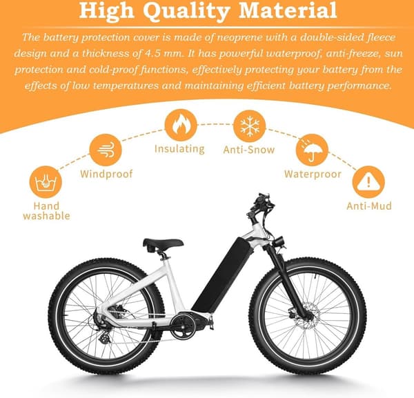Elcykelbatteriskydd - batteriskydd för rambatteri - vattentätt - neopren