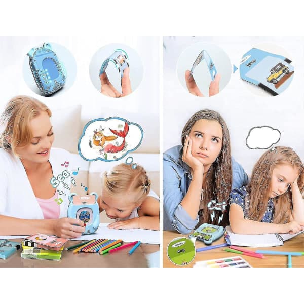IC Talande Flashkort Logopedleksaker - Pedagogiska leksaker för bebis, blå
