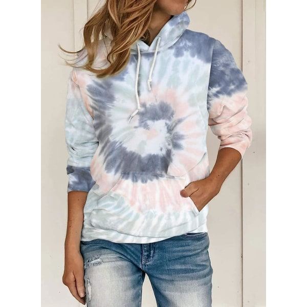 IC Naisten Rento Pitkähihainen Huppari Löysä Tie Dye Värilohko