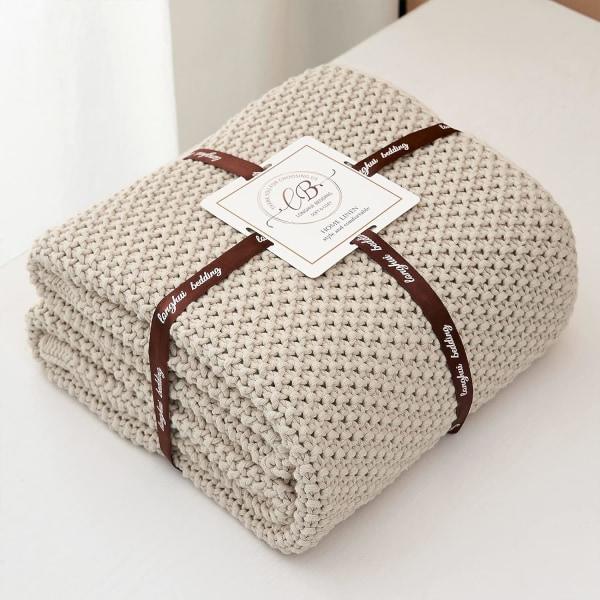 IC Strikket tæppe Let brændt orange tæppe i 100 % økologisk bomuld til sovesofa Baby, Rustik, 129,54 cm x 160,02 cm