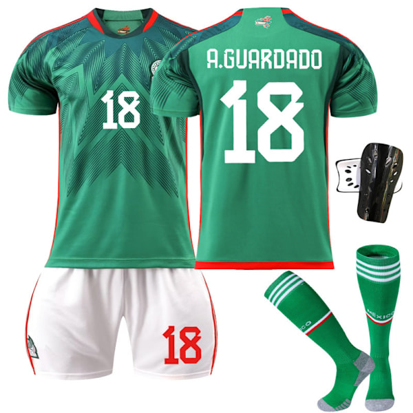 22-23 Mexico fodboldtrøje nr. 14 hjemme 16 trøje grøn 9 Raul 22 Lozeno sæt originale sokker Størrelse 9 med sokker Size 9 with socks #M