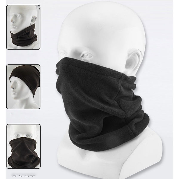 Multifunktionelt polarfleece tørklæde, ansigtsmaske, halsvarmer, sort, 1 stk.