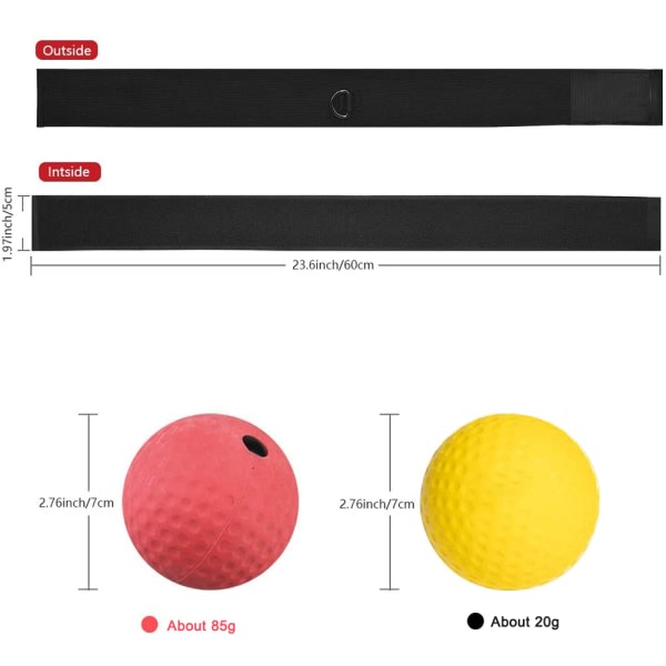 IC Reflexbold – Blød Multilayer Premium Pandebånd Boksebold – Reflex Speed ​​Ball – Hånd-Øje Koordinationstræning – Gul