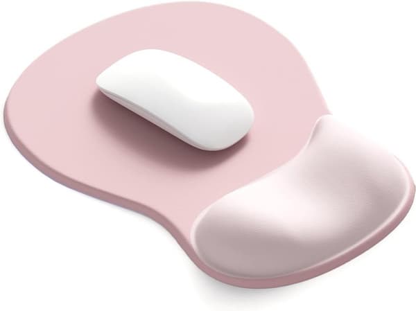 Gel musematte med håndleddsstøtte - Gaming musematte, minneskum, sklisikker base - Skrivebordstilbehør - 26x19,5 cm - Rosa