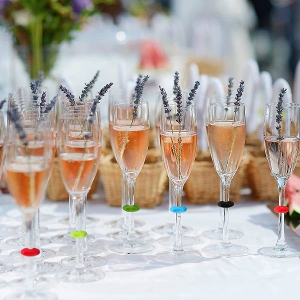 12 stycken Vinglas Charm-markörer Silikon Dryckesmarkörer för Vinglas Champagneflöjter Cocktails, Martinis