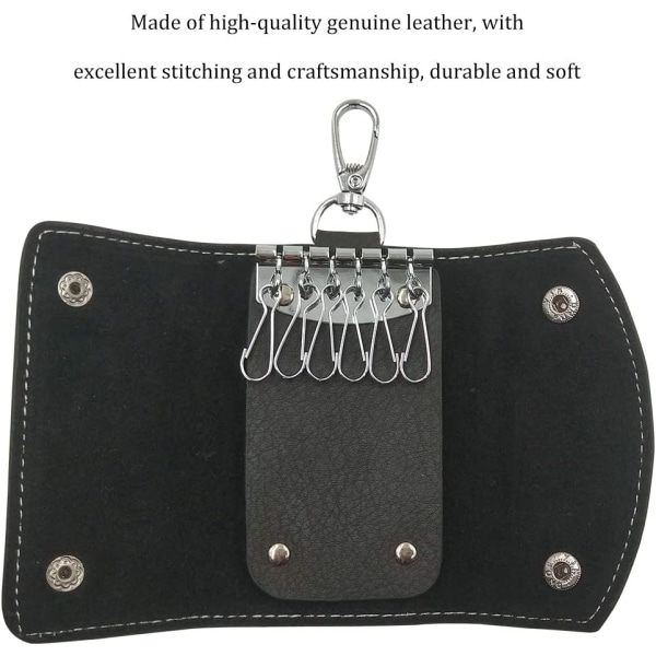 Svart lädernyckelhållare, Unisex lädernyckelring