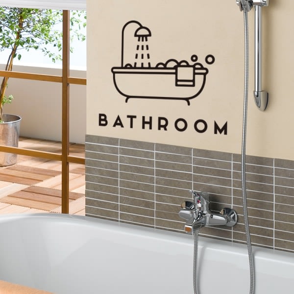 IC 2-pack badrum väggdekaler självhäftande duschrum väggdekor konst väggmålning