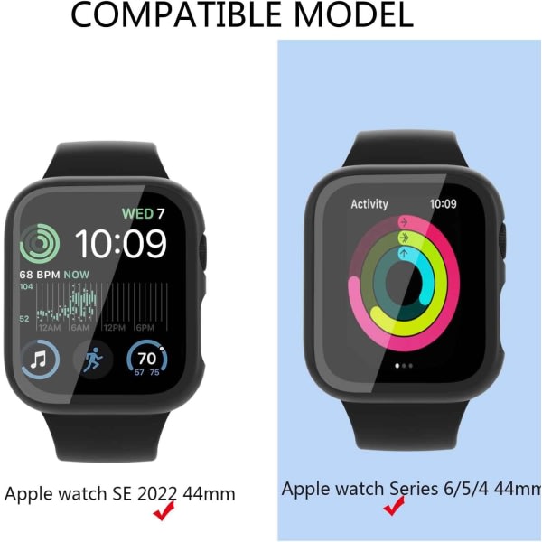 2-pack fodral för Apple Watch SE 2 Series 6/5/4 44 mm, med 9H inbyggt IC